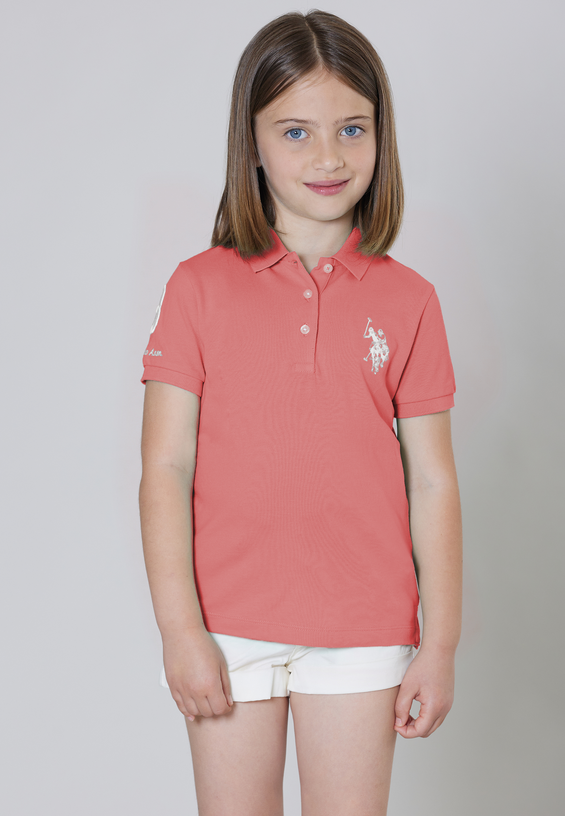 Polo a maniche corte in cotone micropiquet stretch con logo big e numero