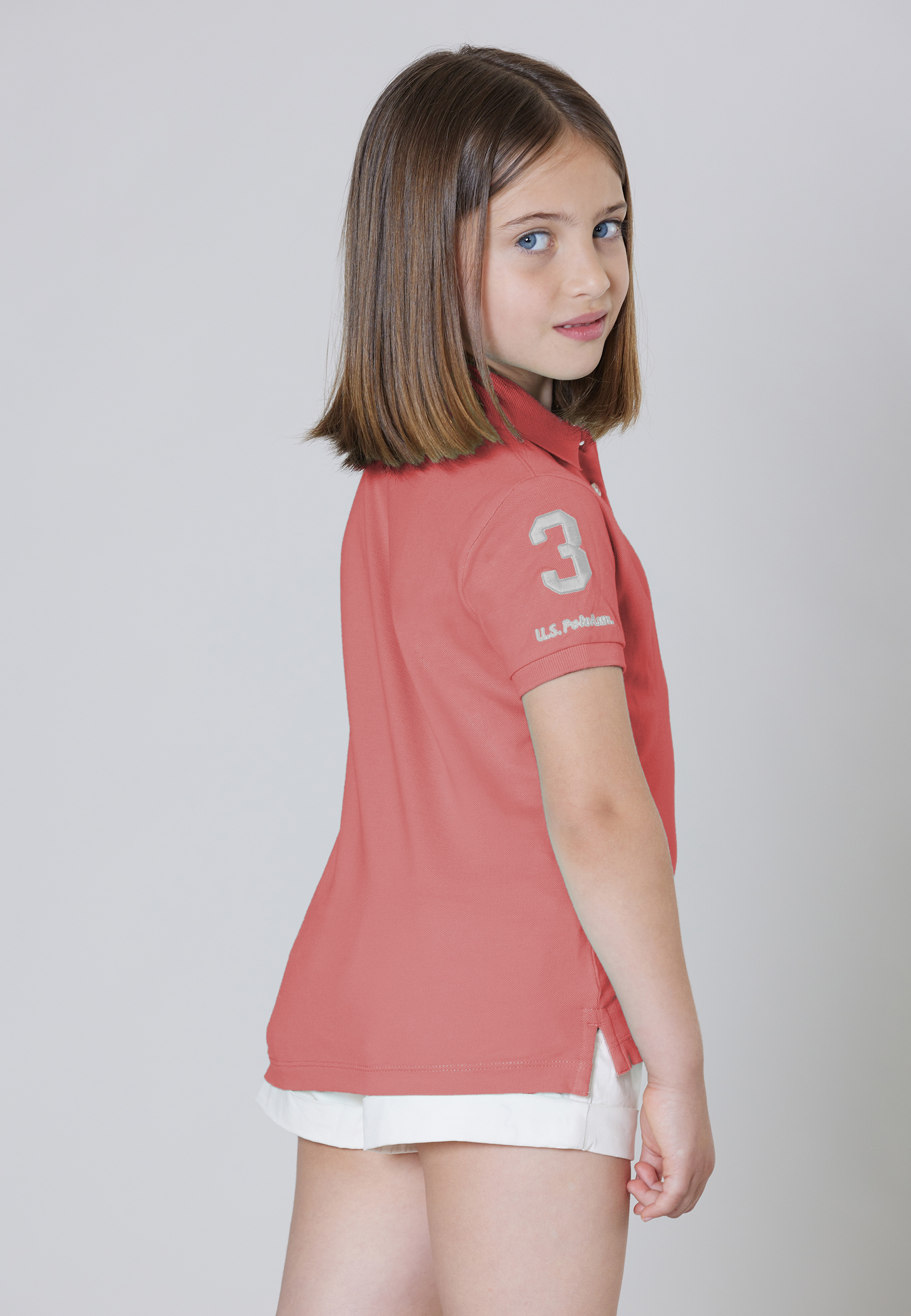 Polo a maniche corte in cotone micropiquet stretch con logo big e numero