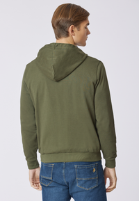 Felpa in cotone con cappuccio tartan e zip