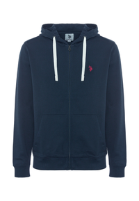 Felpa in cotone con cappuccio e chiusura zip