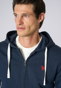 Felpa in cotone con cappuccio e chiusura zip