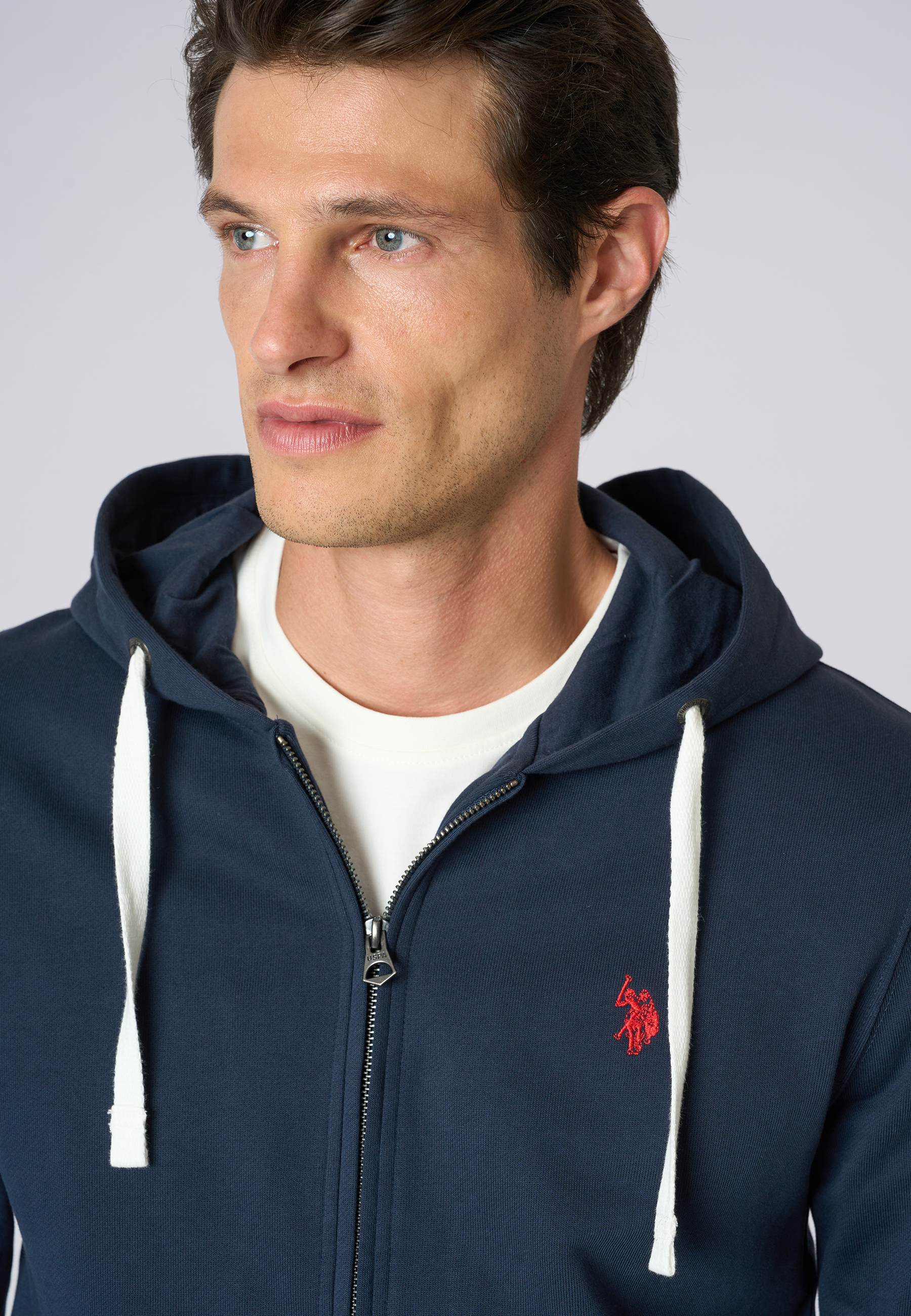 Felpa in cotone con cappuccio e chiusura zip