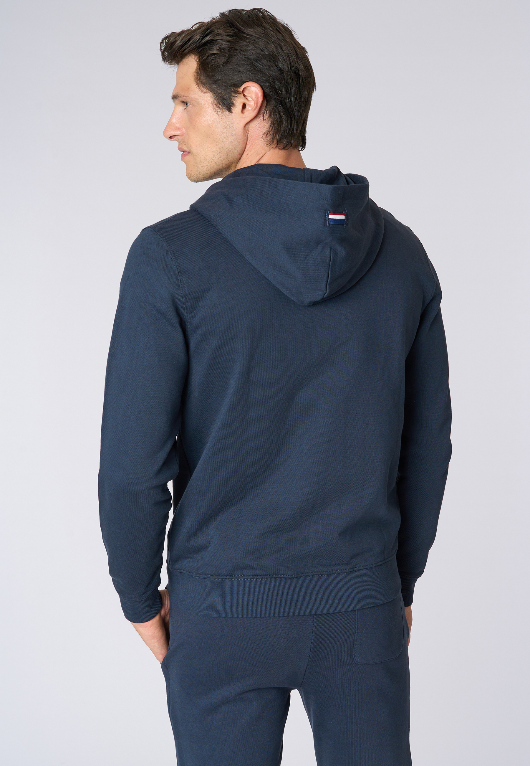 Felpa in cotone con cappuccio e chiusura zip