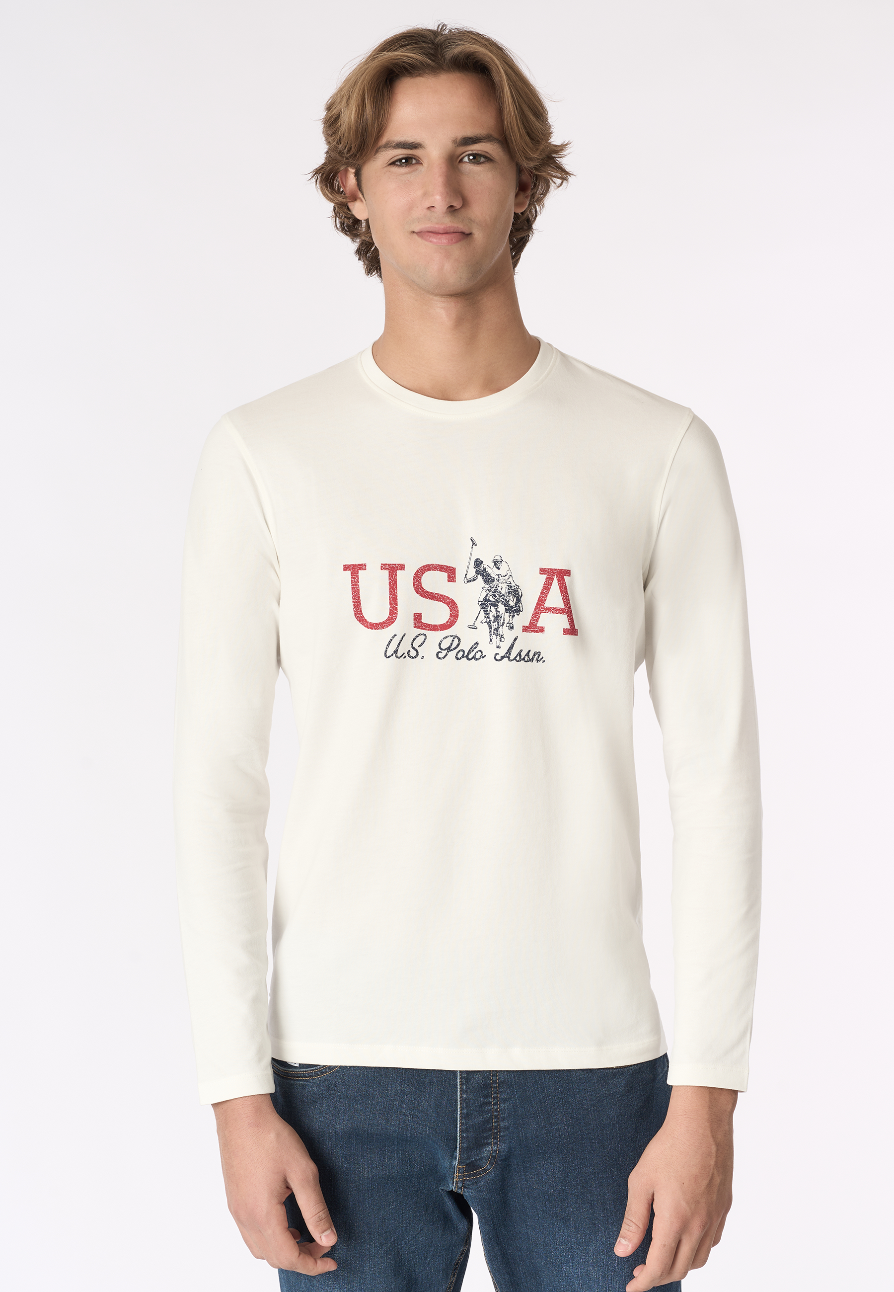 T-shirt a maniche lunghe in heavy jersey con motivo USPA