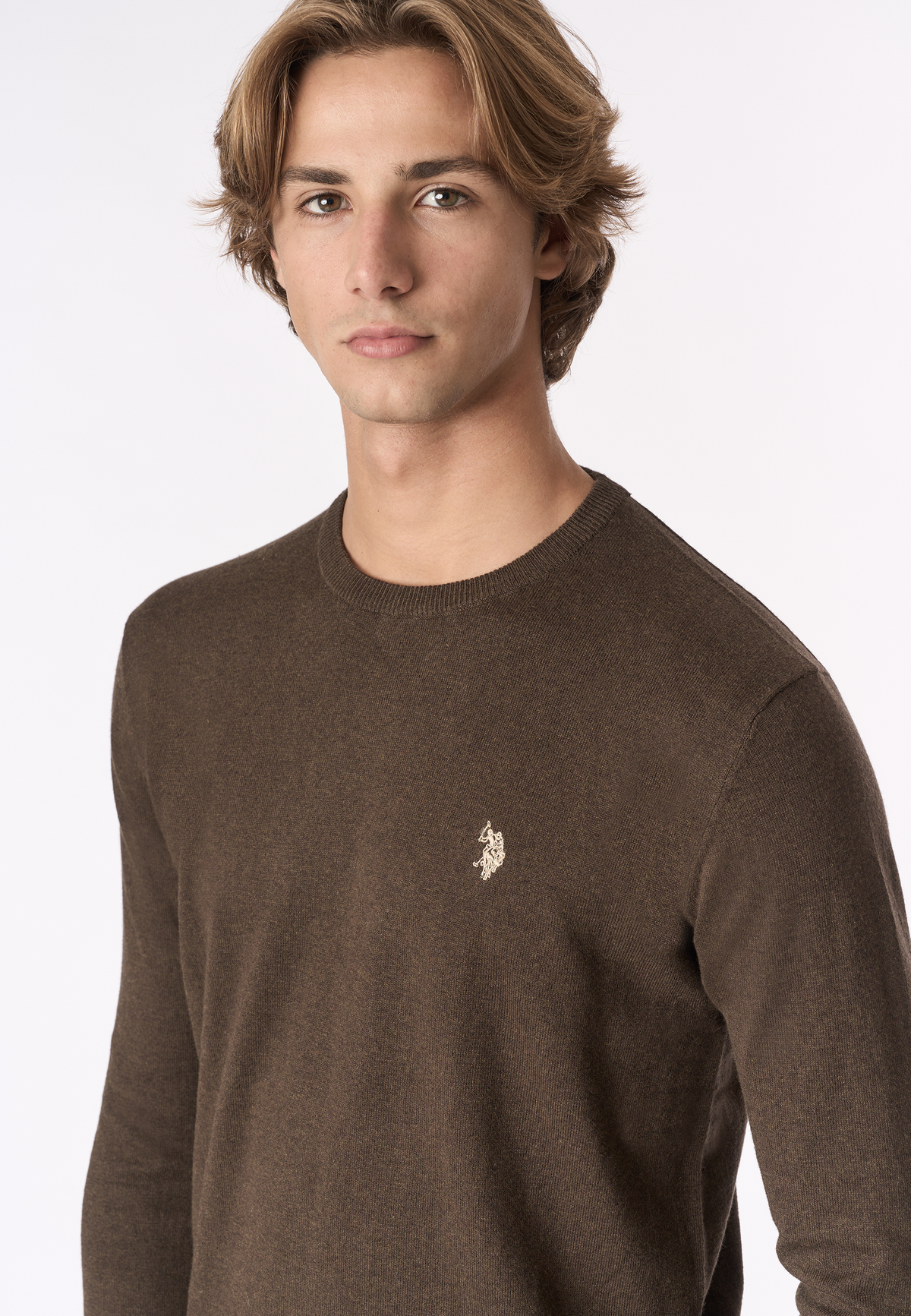 Maglia girocollo in misto cotone e cashmere