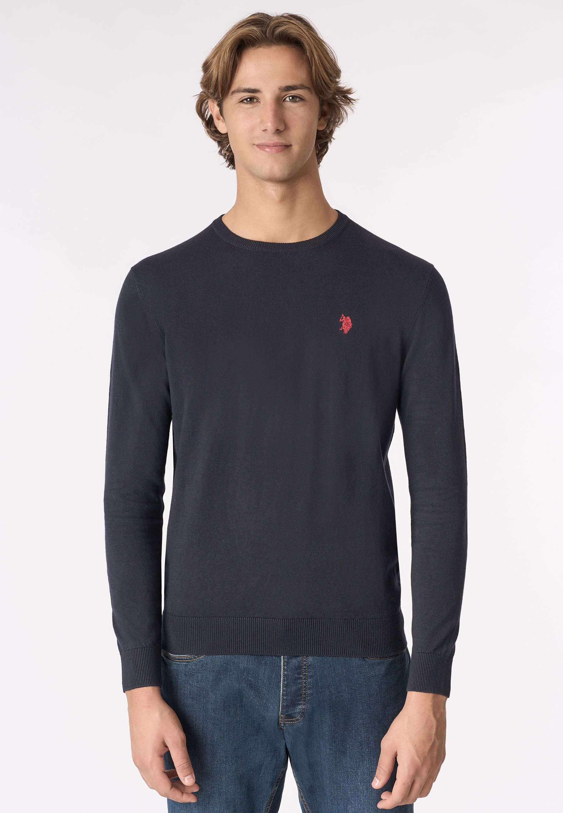 Maglia girocollo cotone e cashmere