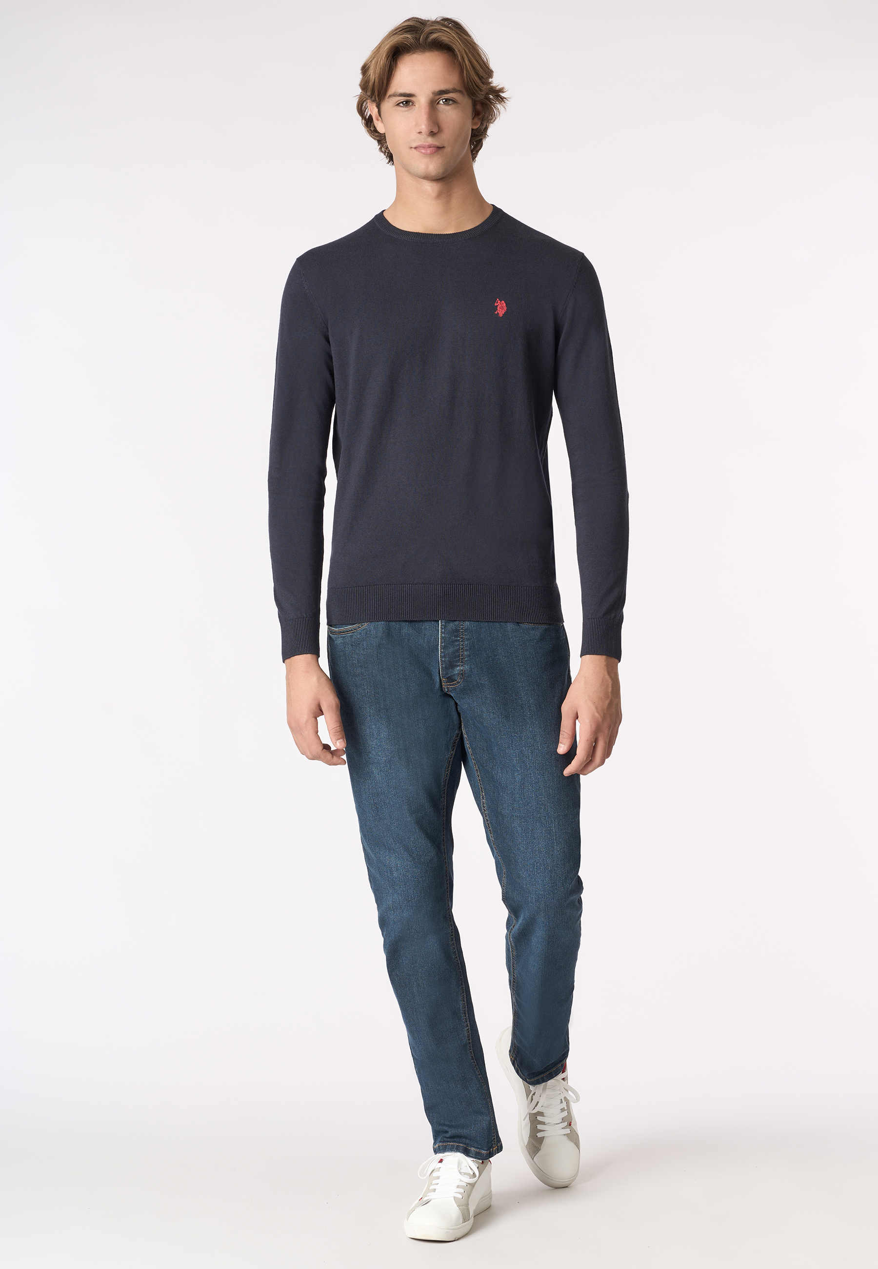 Maglia girocollo cotone e cashmere