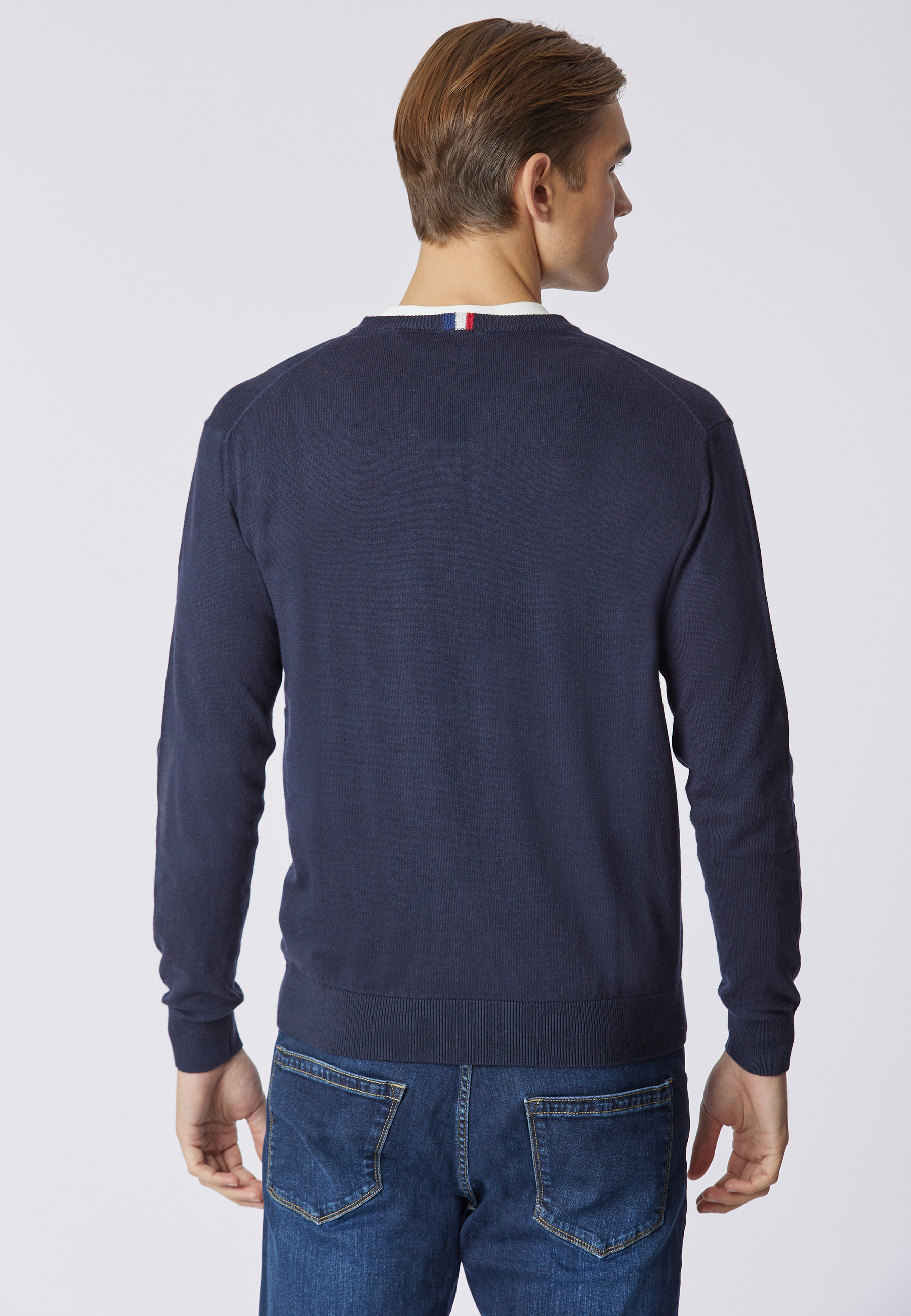 Maglia scollo a V cotone e cashmere