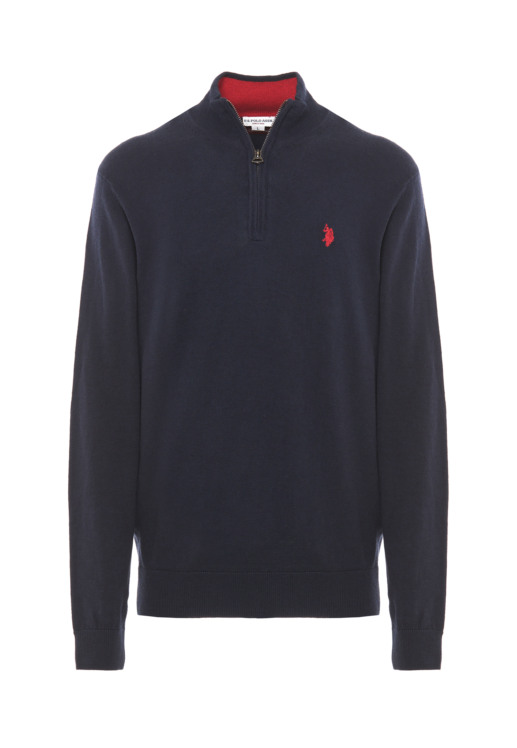 Maglia con zip un quarto cotone e cashmere