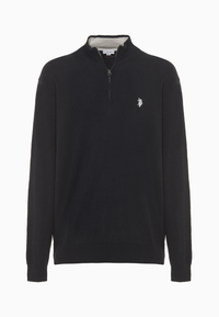 Maglia con zip un quarto cotone e cashmere