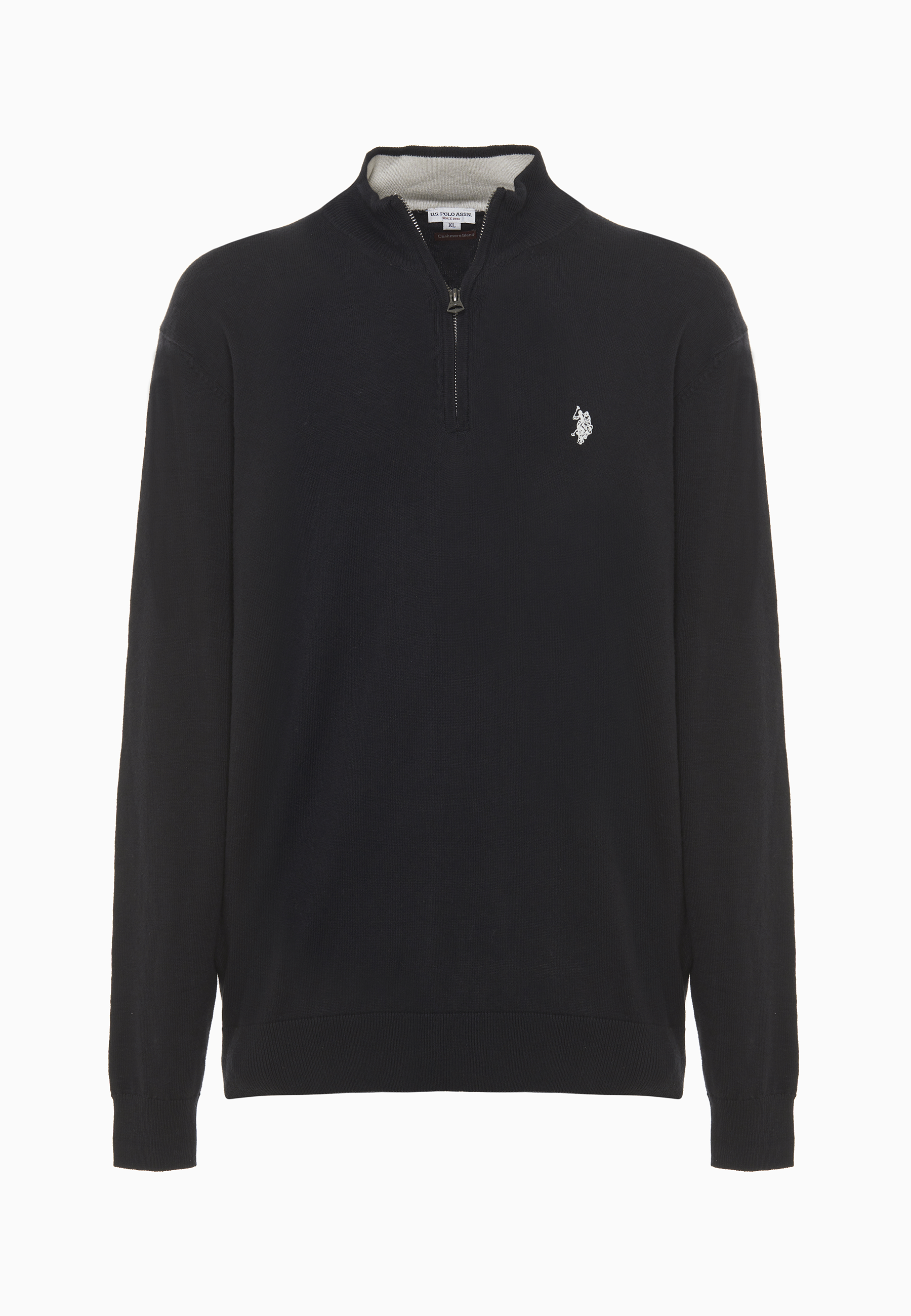 Maglia con zip un quarto cotone e cashmere