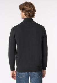 Maglia con zip un quarto cotone e cashmere