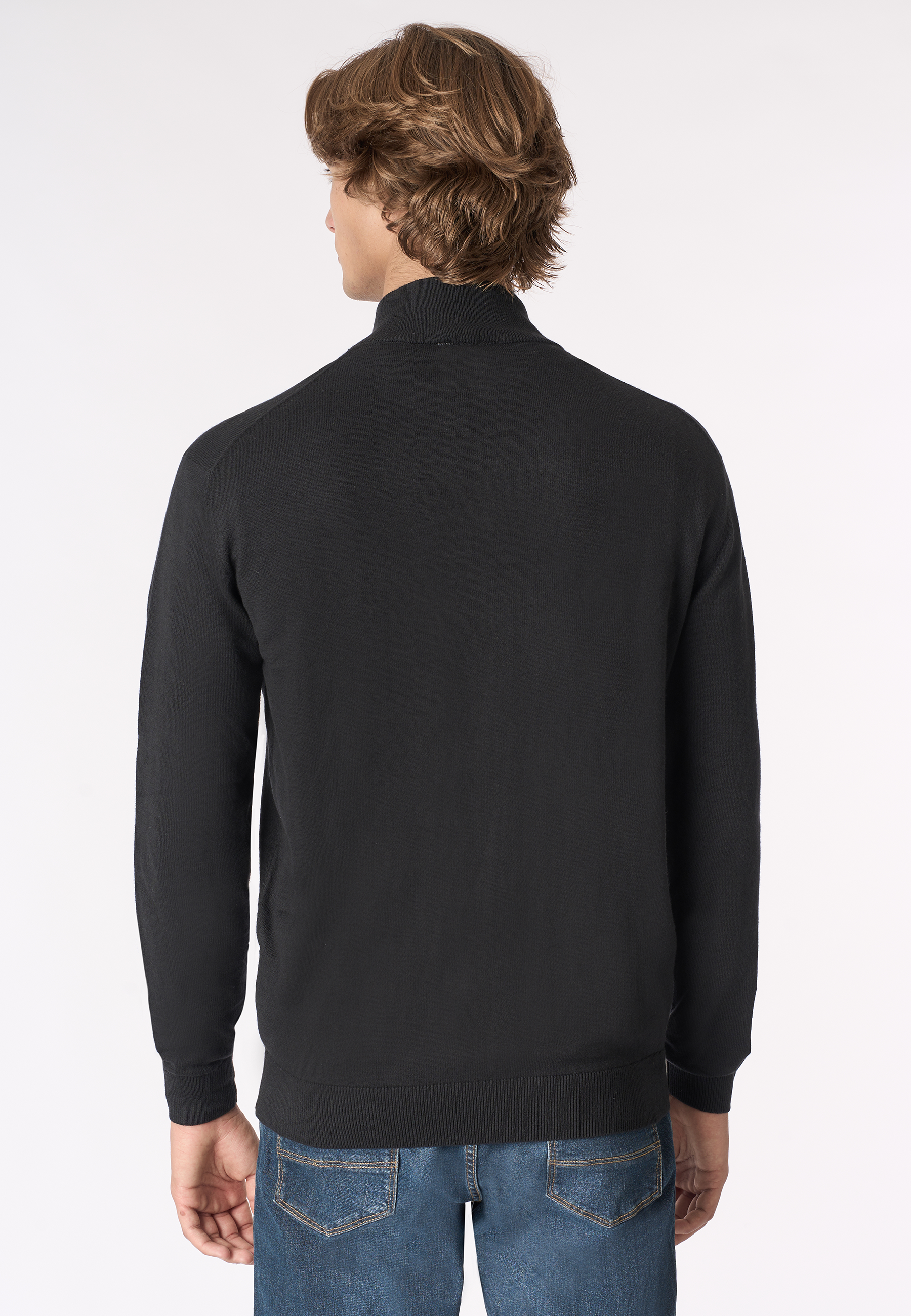 Maglia con zip un quarto cotone e cashmere