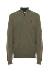 Maglia con zip un quarto cotone e cashmere