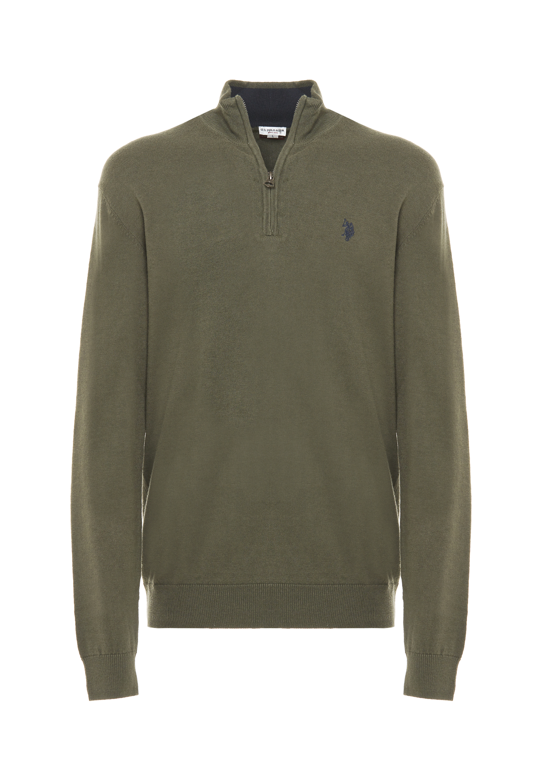 Maglia con zip un quarto cotone e cashmere
