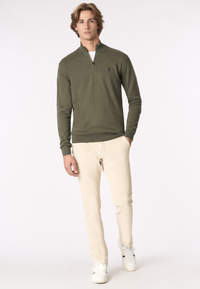 Maglia con zip un quarto cotone e cashmere