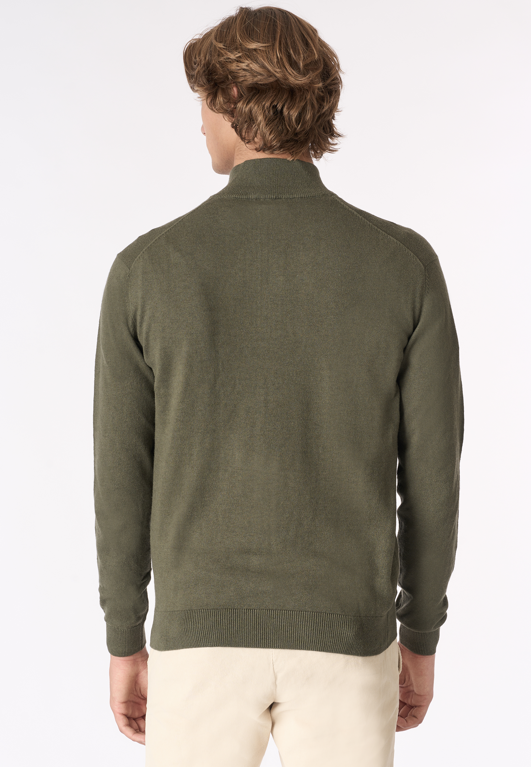 Maglia con zip un quarto cotone e cashmere