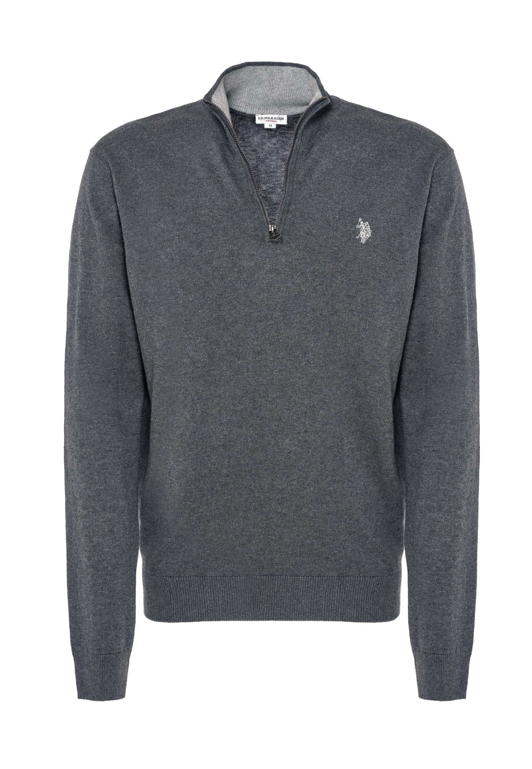 Maglia con zip un quarto cotone e cashmere