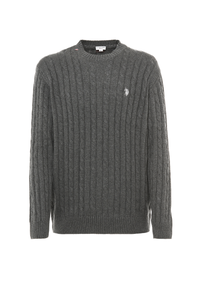 Maglia girocollo a treccia in cotone e cashmere