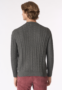 Maglia girocollo a treccia in cotone e cashmere
