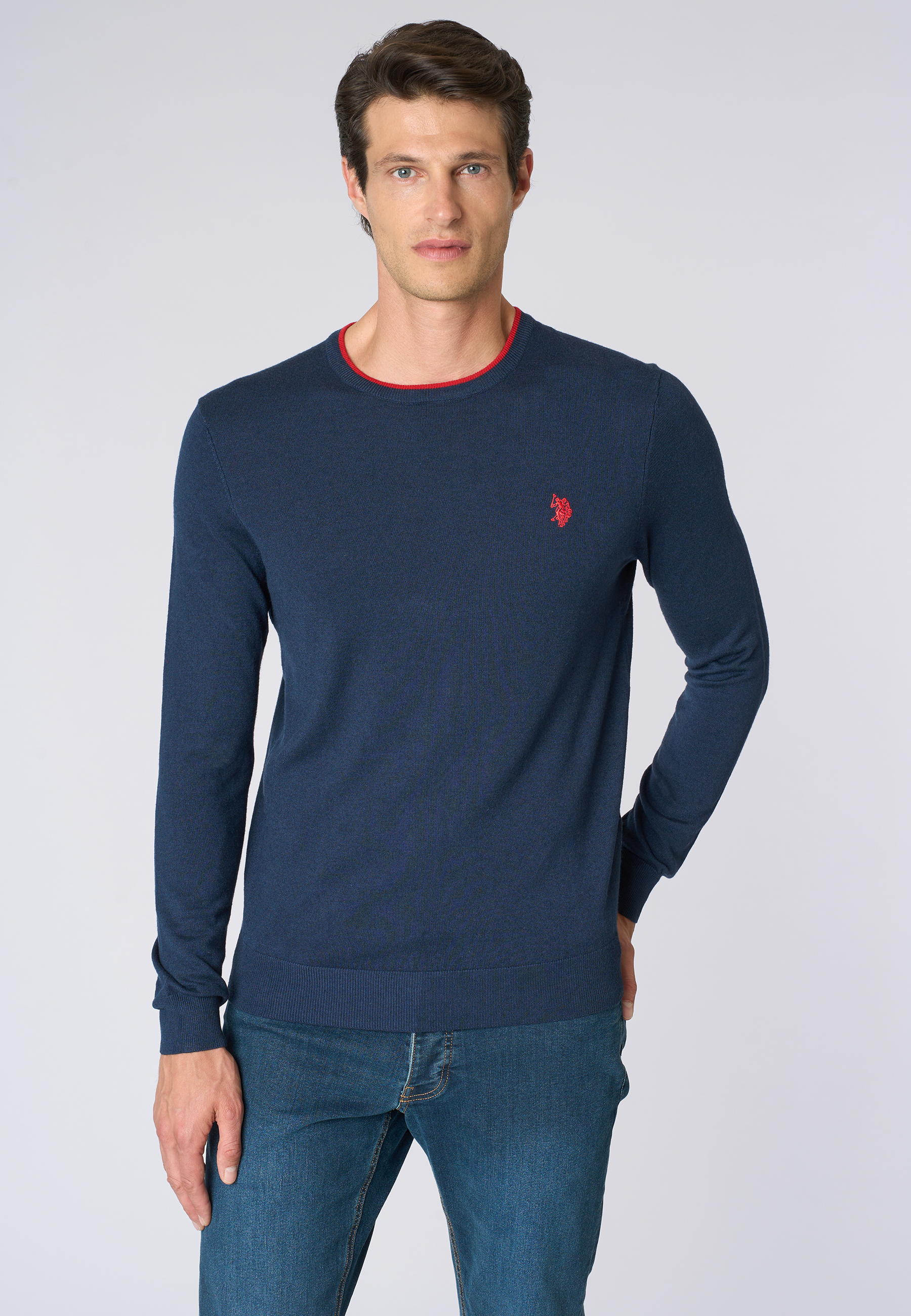 Maglia girocollo misto lana e viscosa