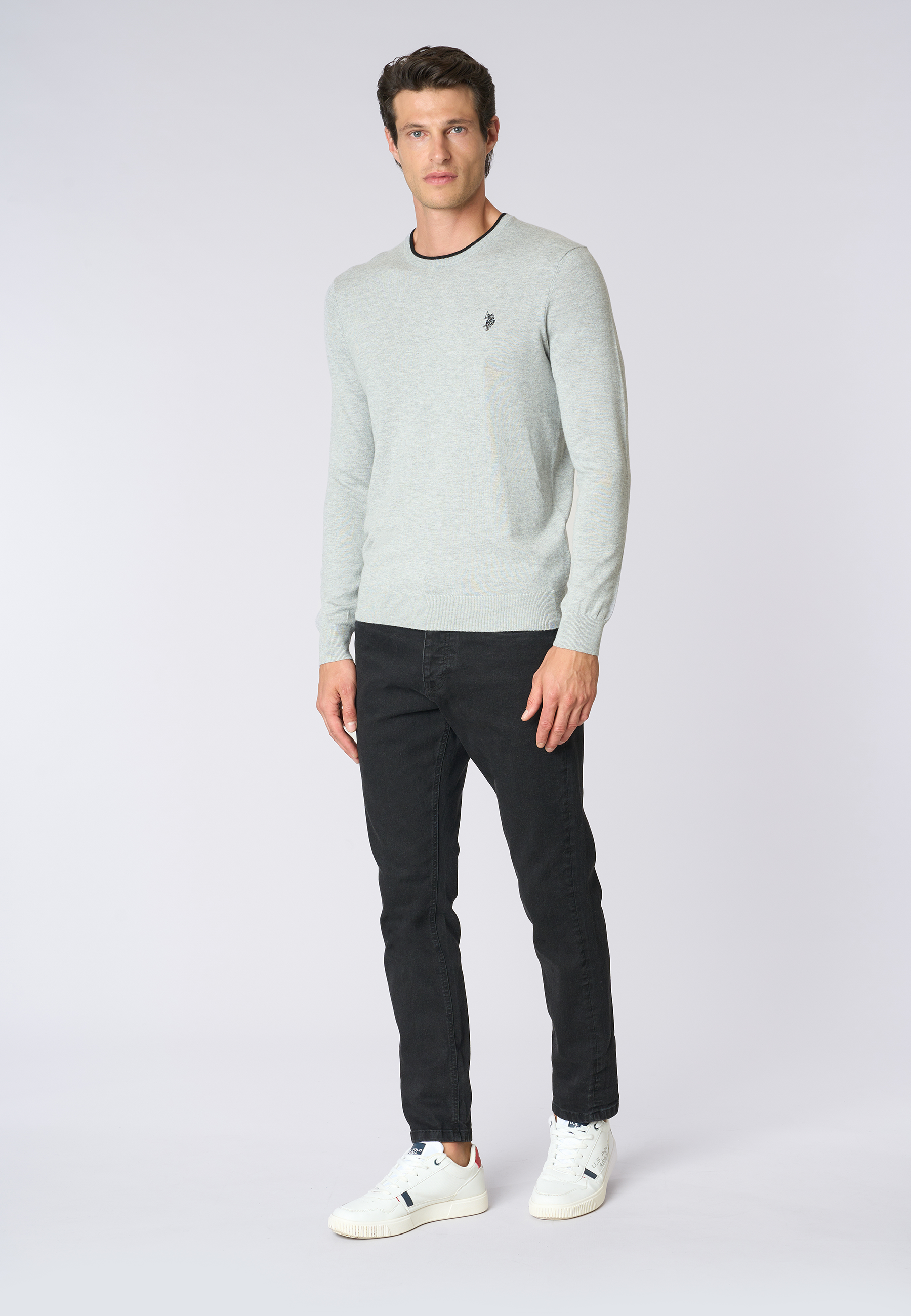 Maglia girocollo misto lana e viscosa