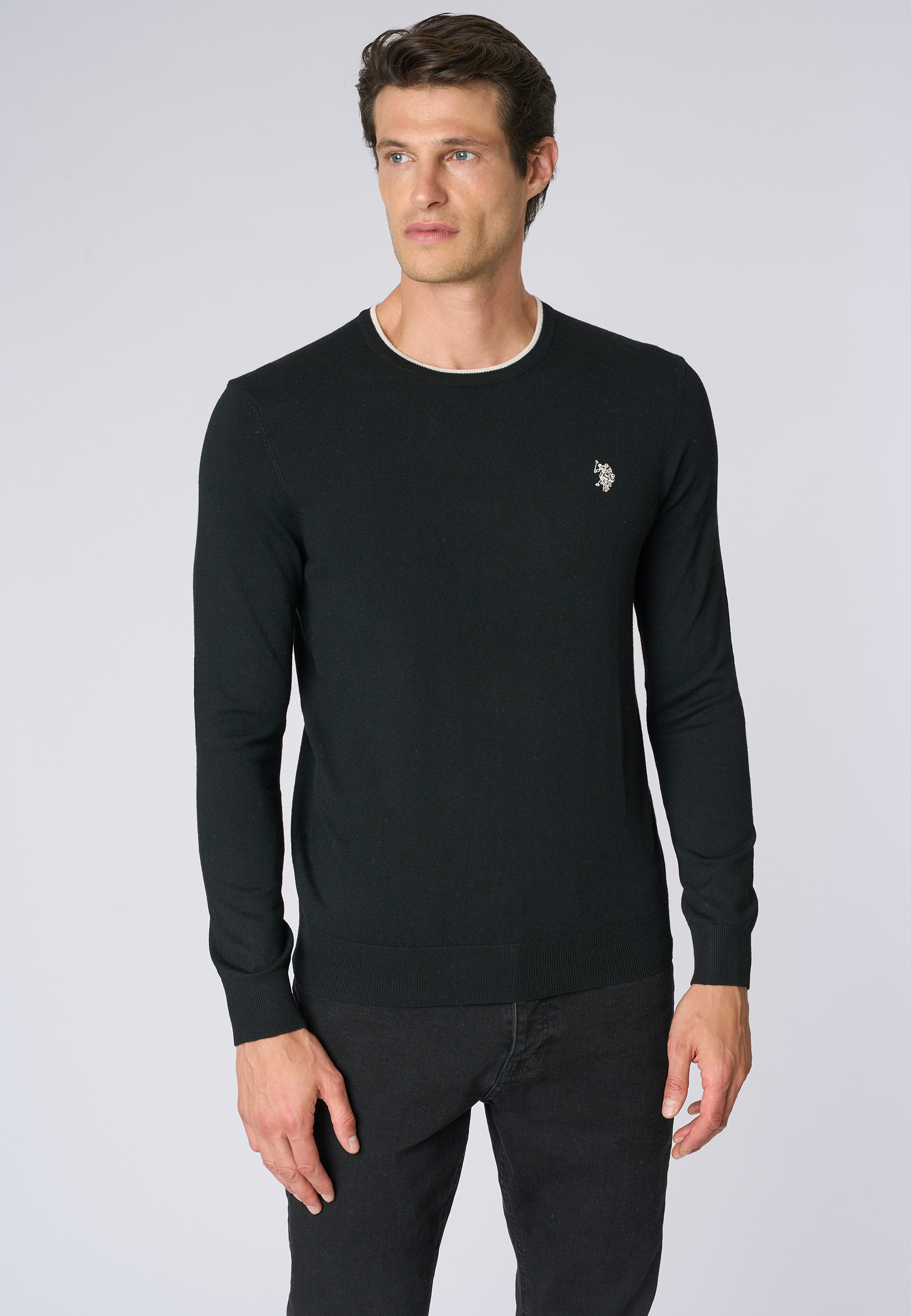 Maglia girocollo misto lana e viscosa