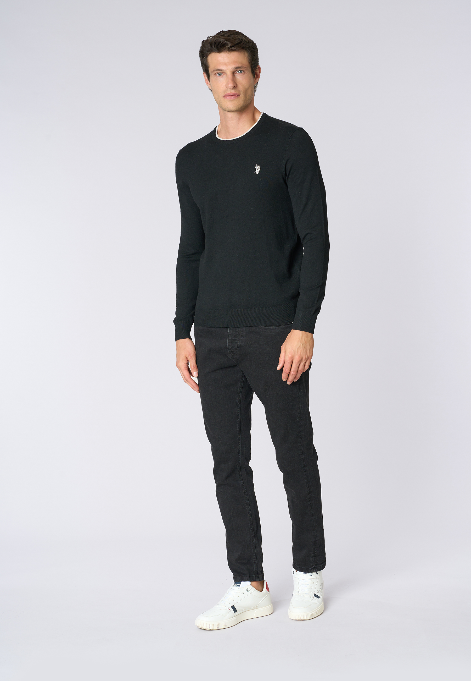 Maglia girocollo misto lana e viscosa