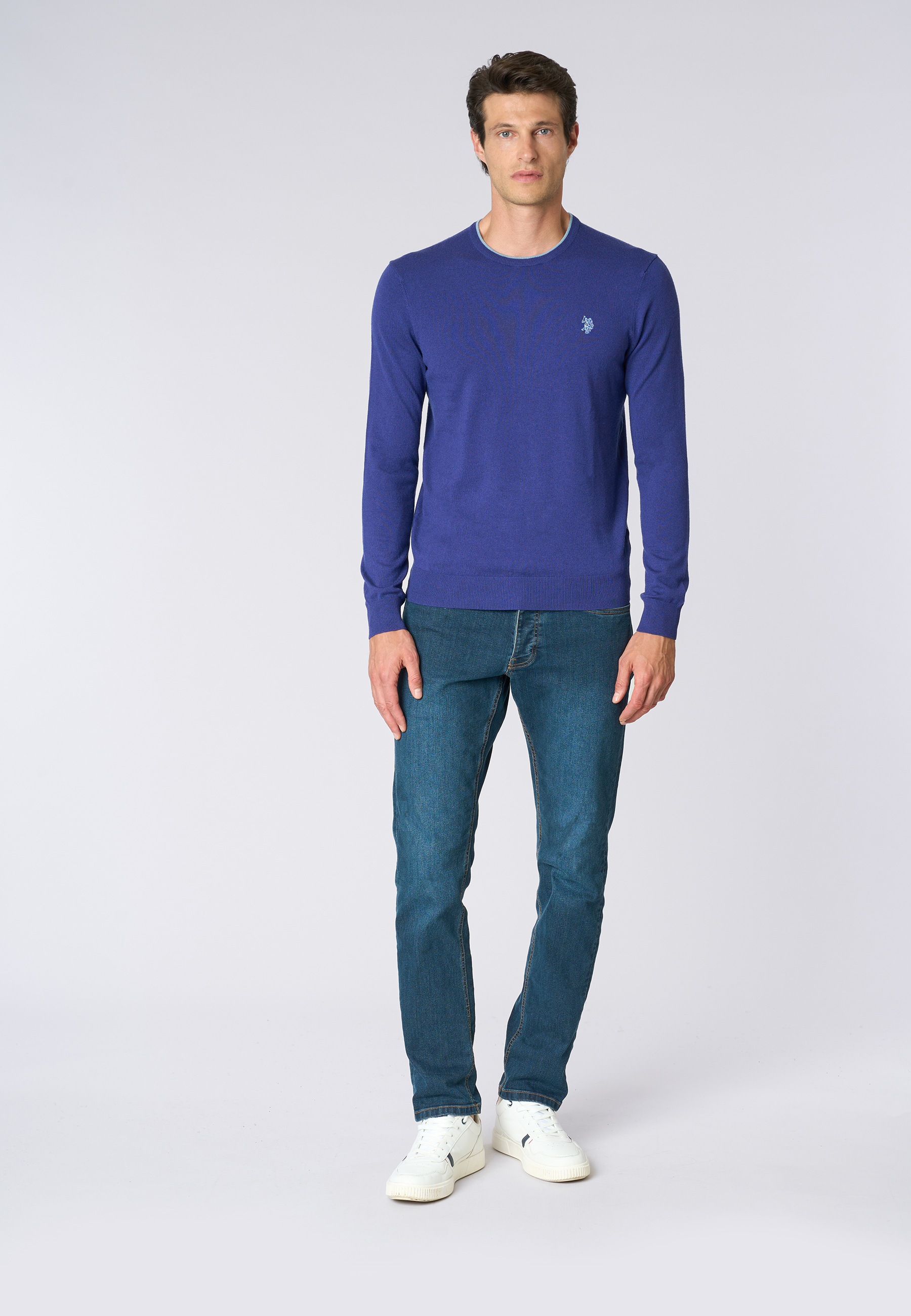 Maglia girocollo misto lana e viscosa