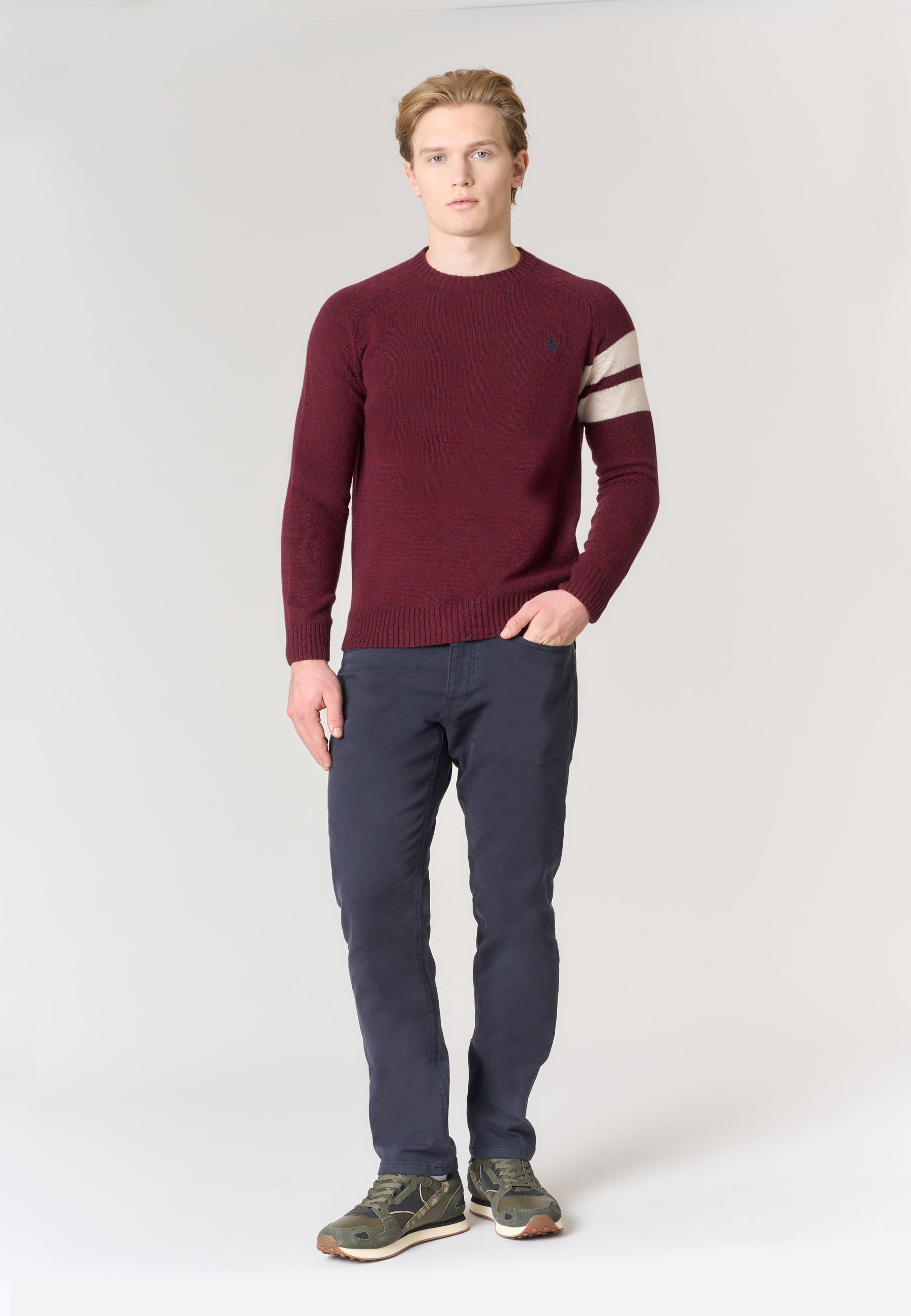 Maglia girocollo in lana shetland