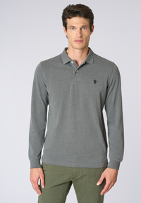 Polo shirt a maniche lunghe in cotone piquet
