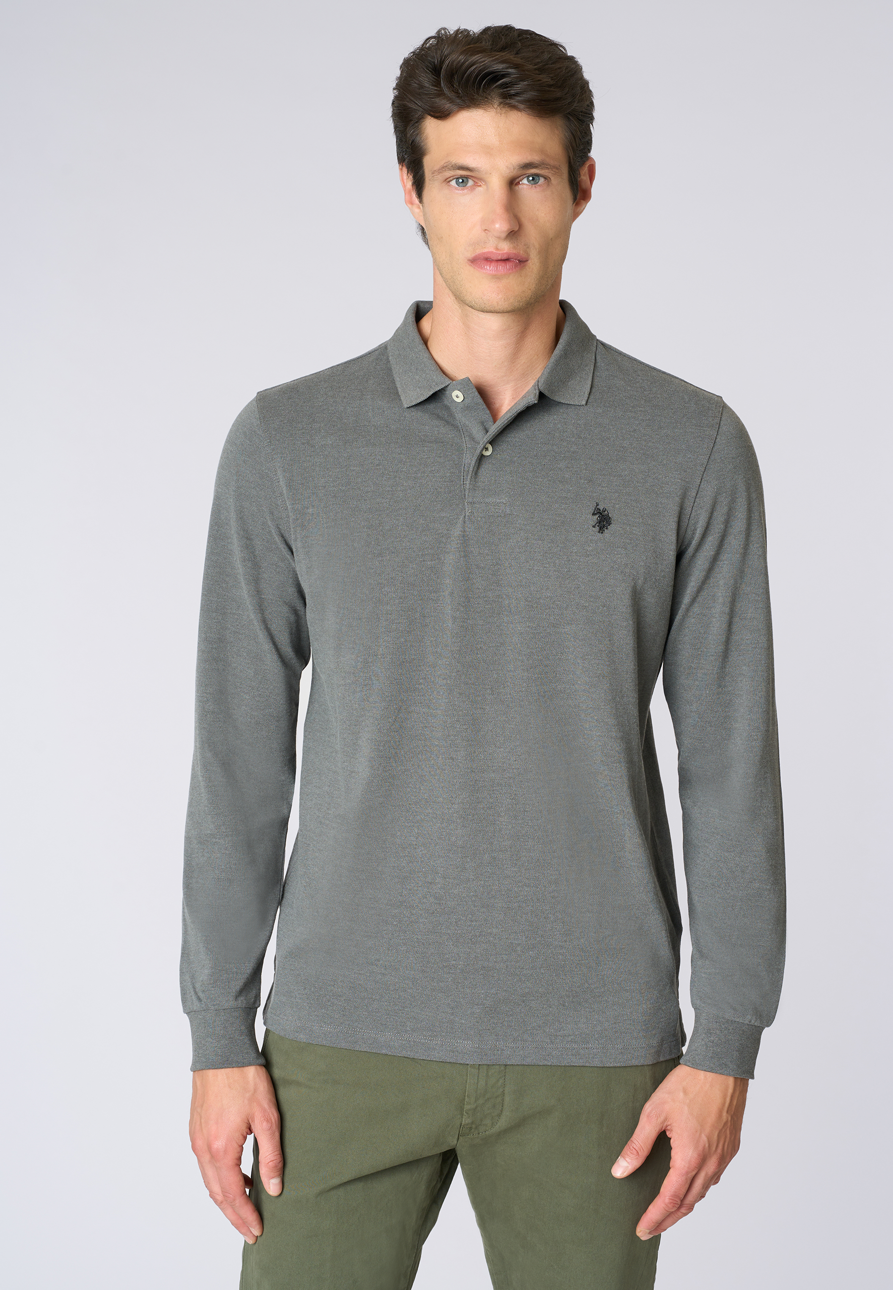 Polo shirt a maniche lunghe in cotone piquet