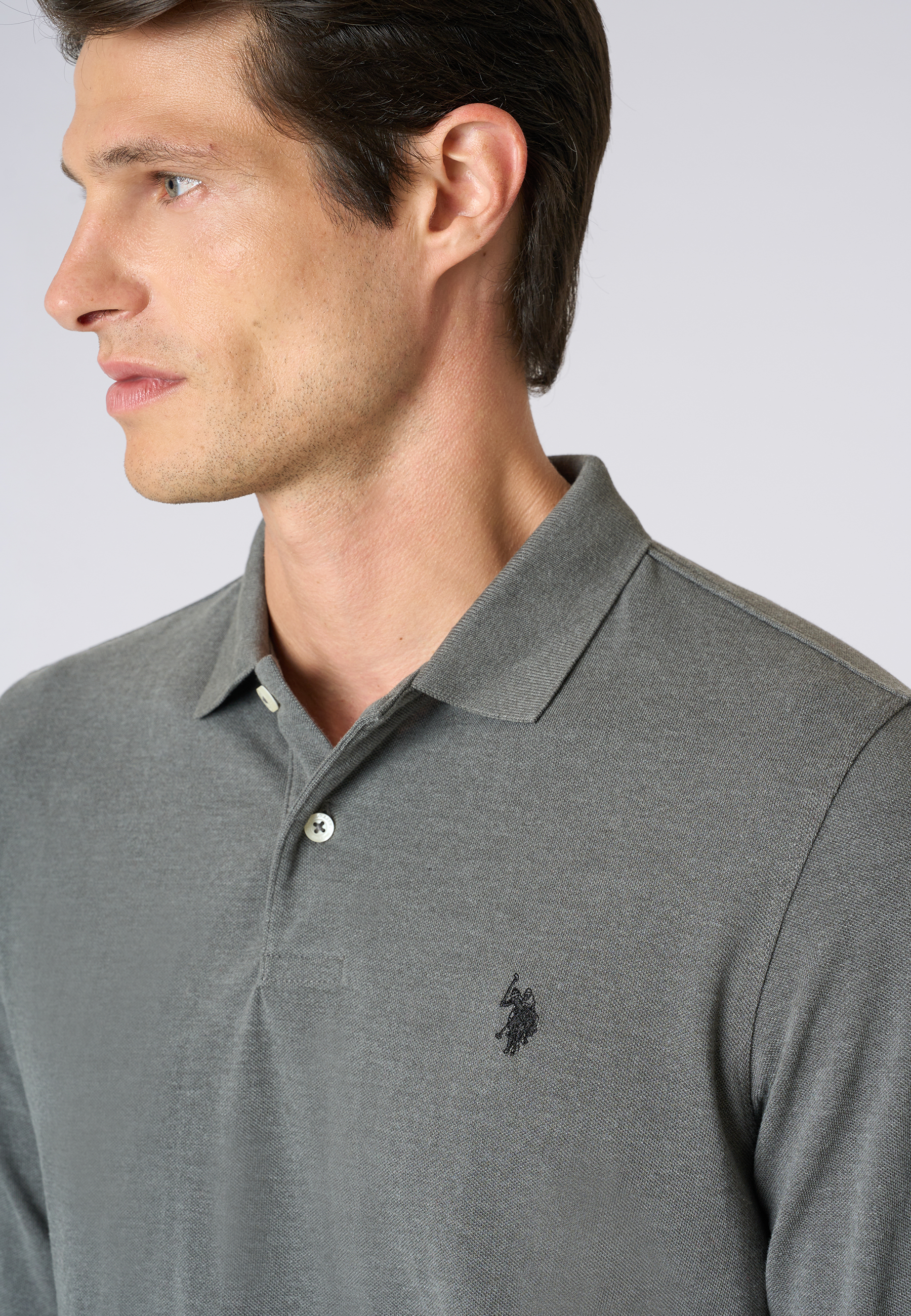 Polo shirt a maniche lunghe in cotone piquet