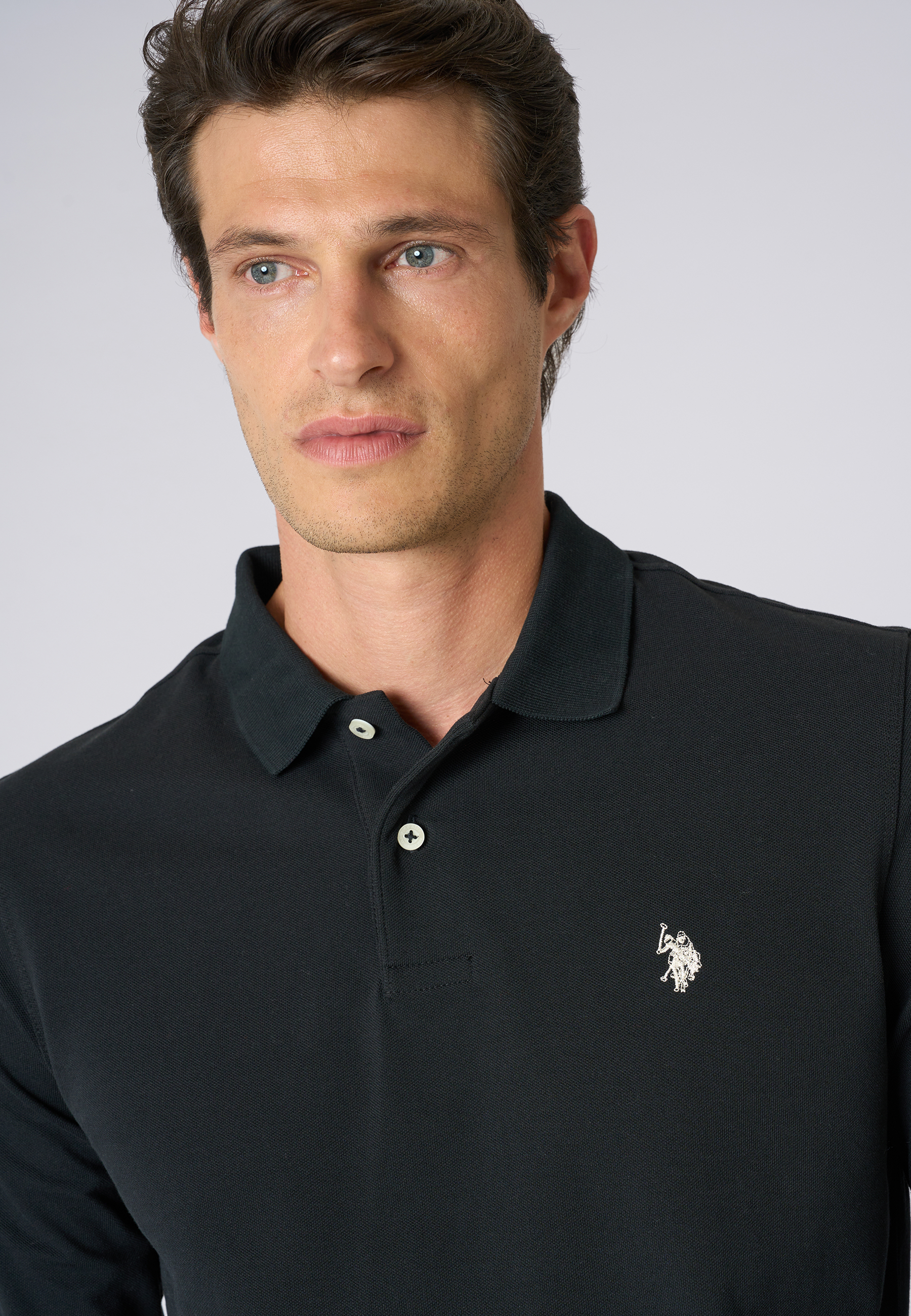 Polo shirt a maniche lunghe in cotone piquet