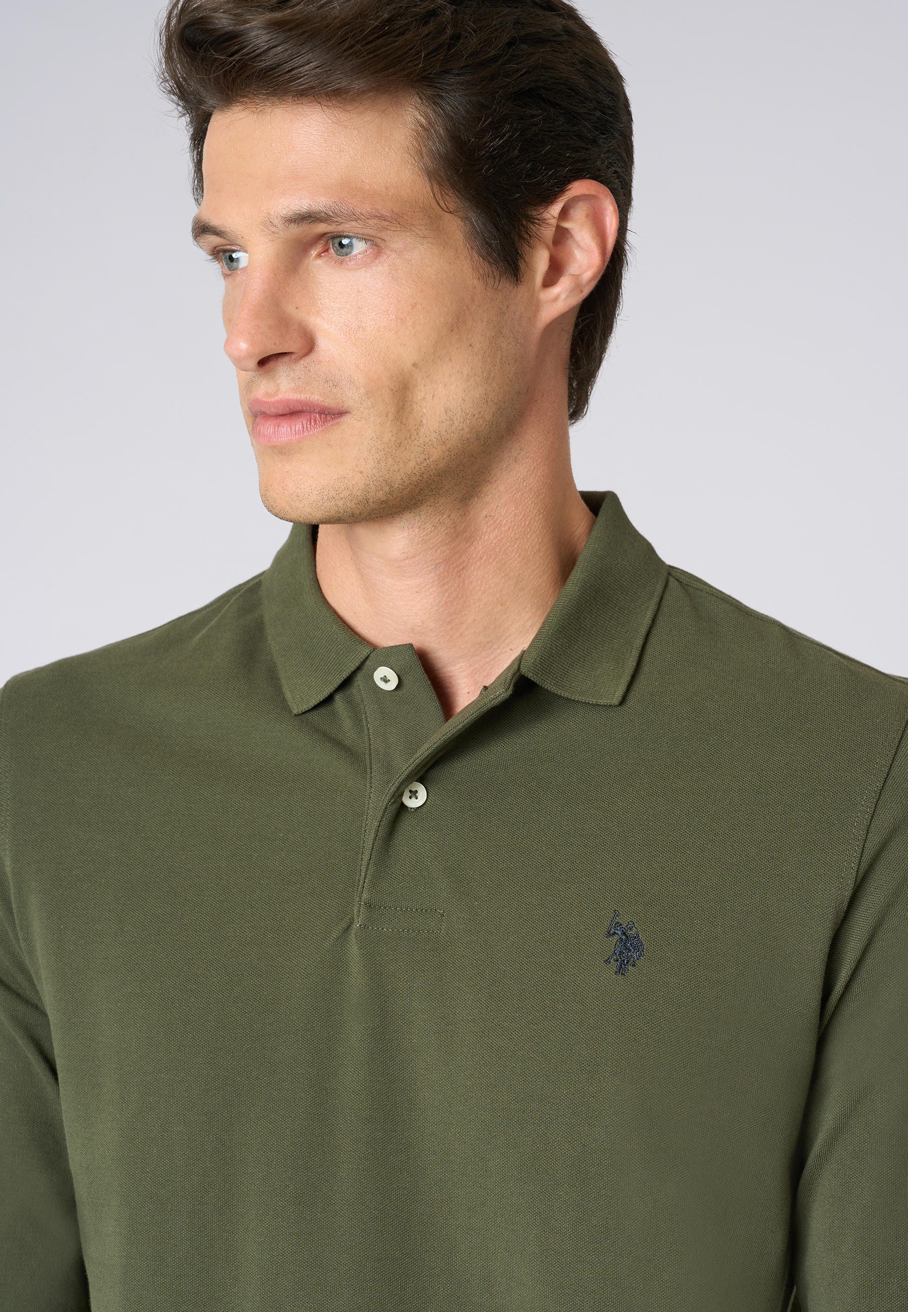 Polo shirt da uomo a maniche lunghe in cotone piquet