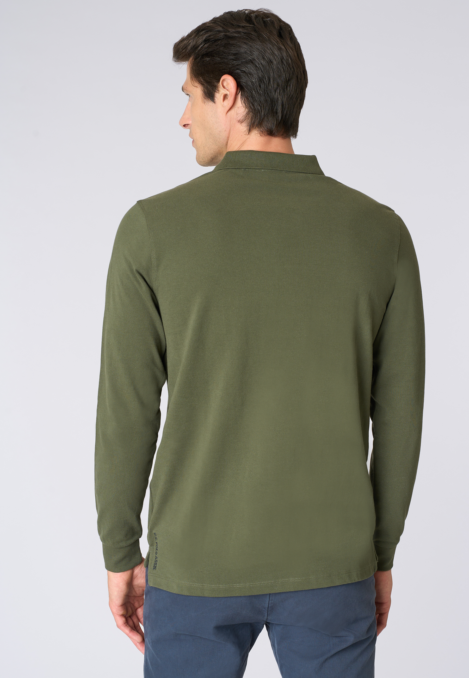 Polo shirt da uomo a maniche lunghe in cotone piquet