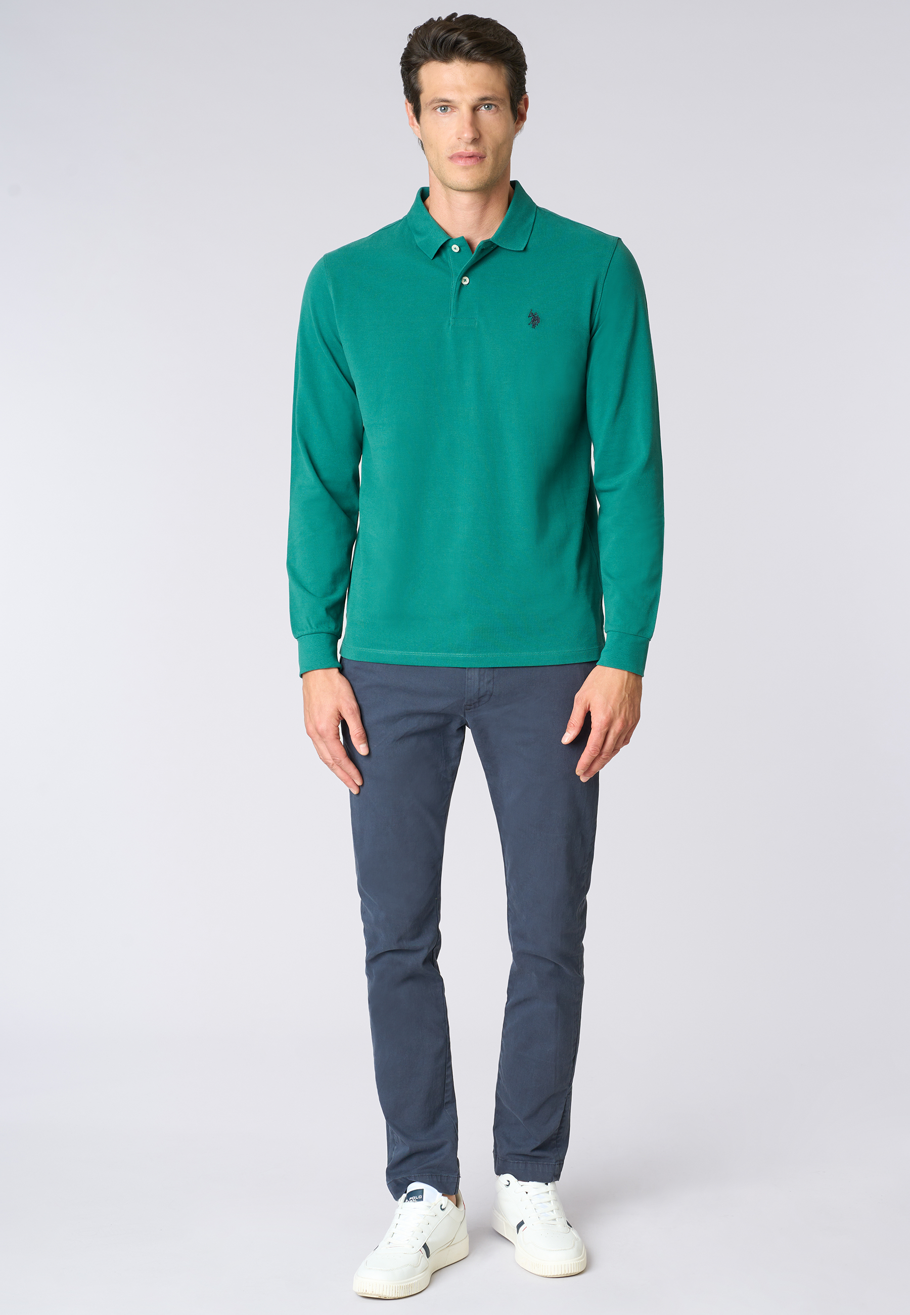 Polo shirt a maniche lunghe in cotone piquet