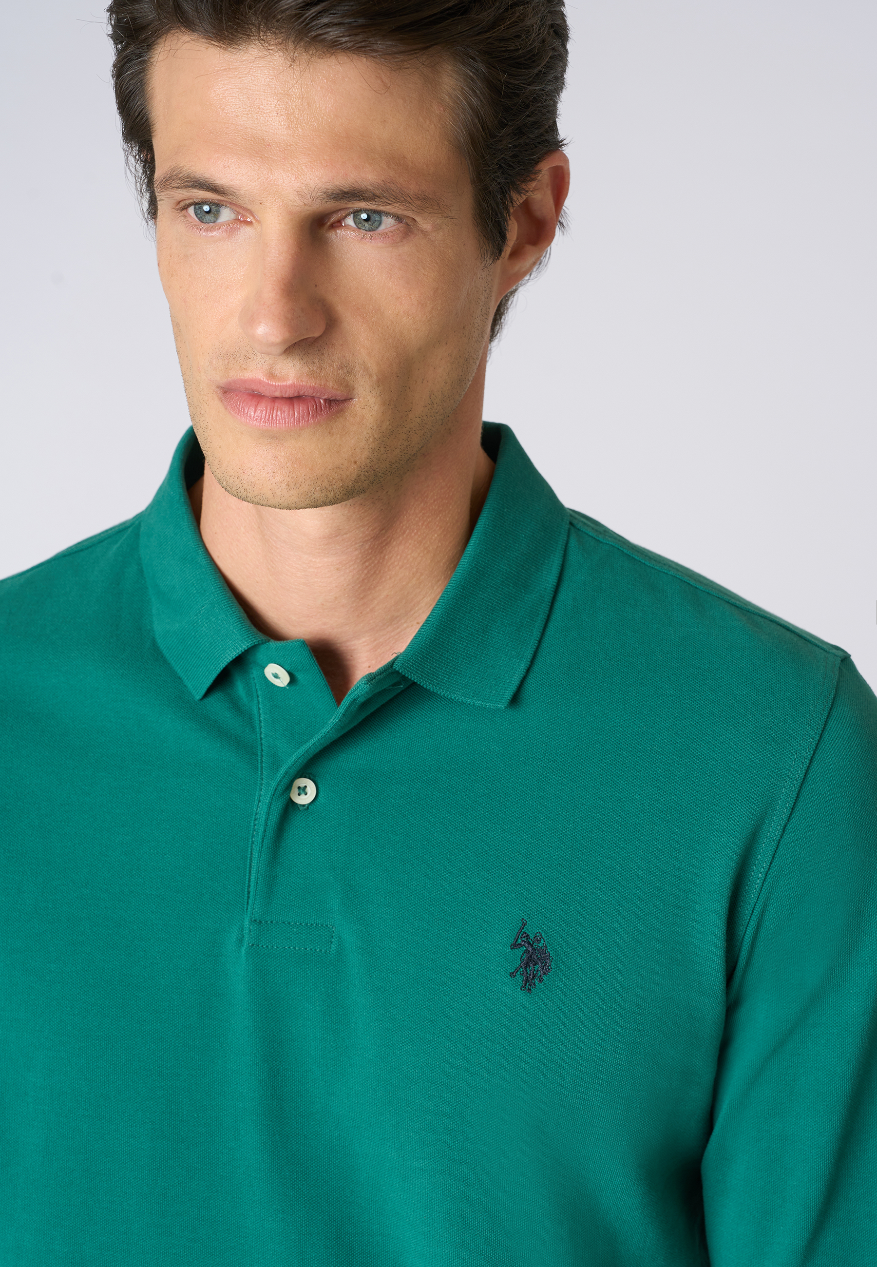 Polo shirt a maniche lunghe in cotone piquet