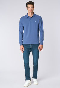 Polo shirt a maniche lunghe in cotone piquet