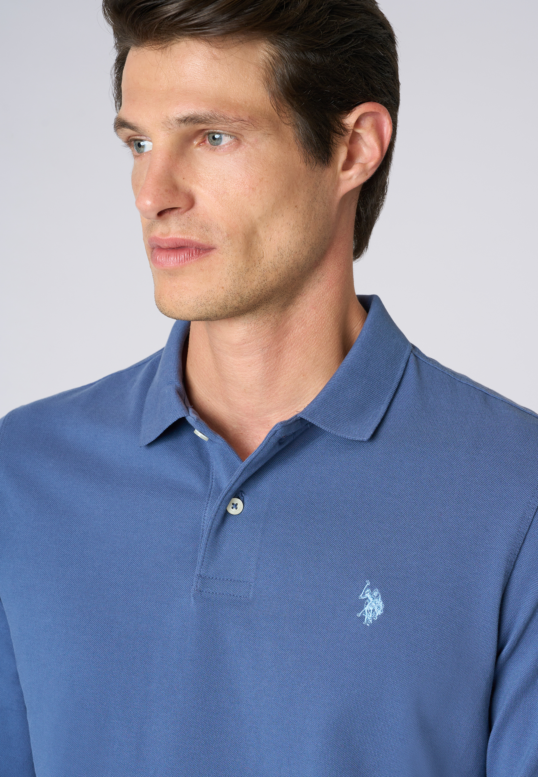 Polo shirt a maniche lunghe in cotone piquet