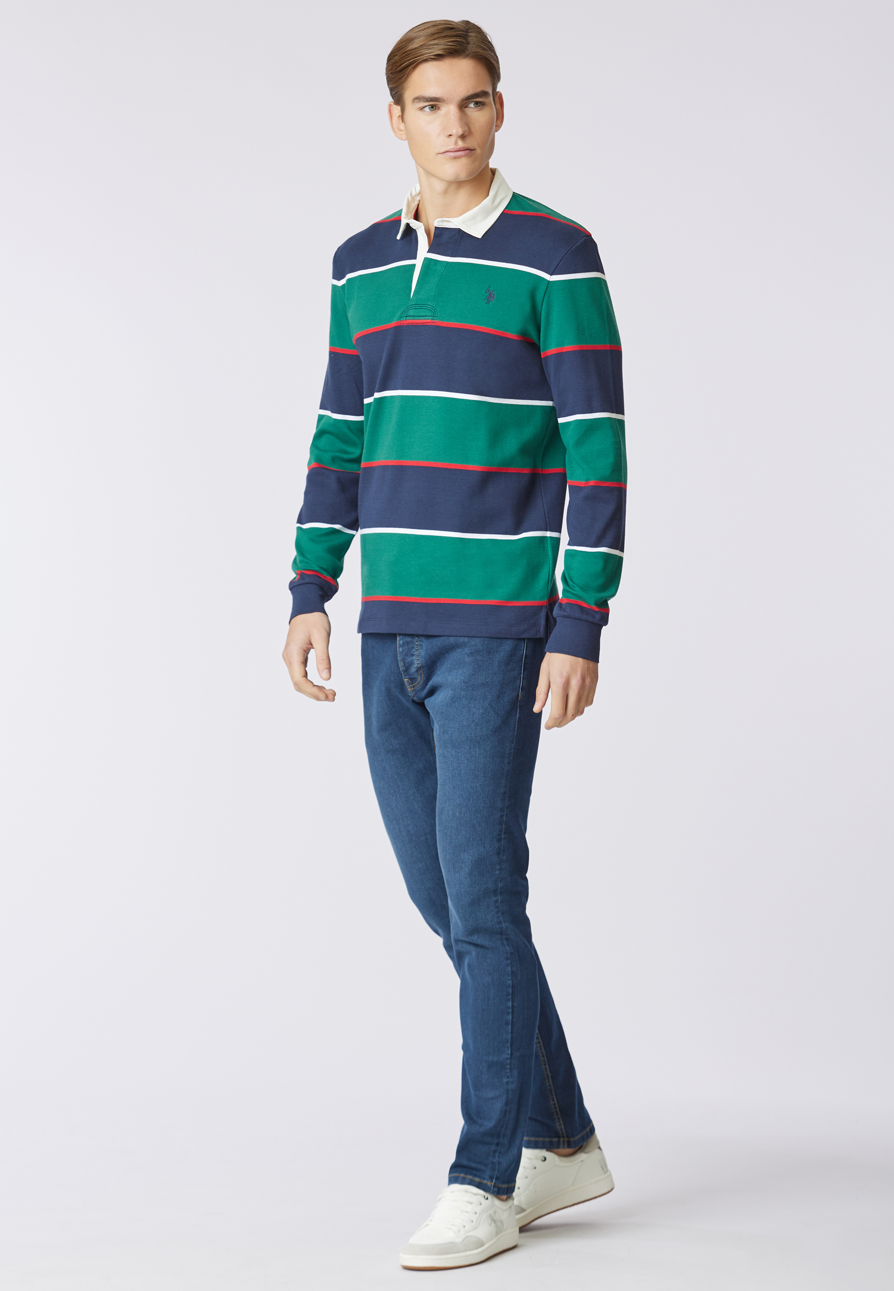 Polo shirt a maniche lunghe a righe
