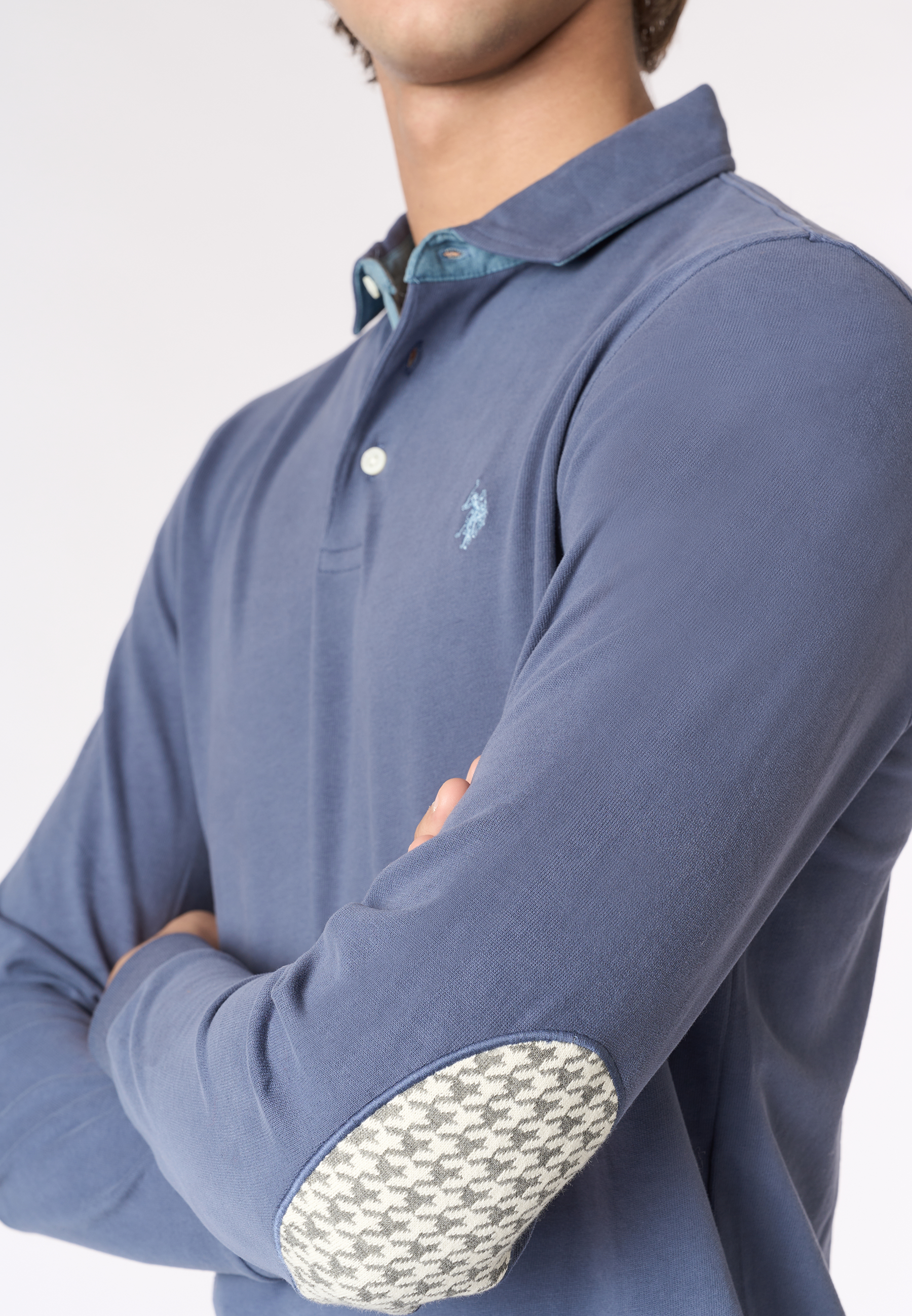Polo shirt a maniche lunghe heavy jersey con toppe