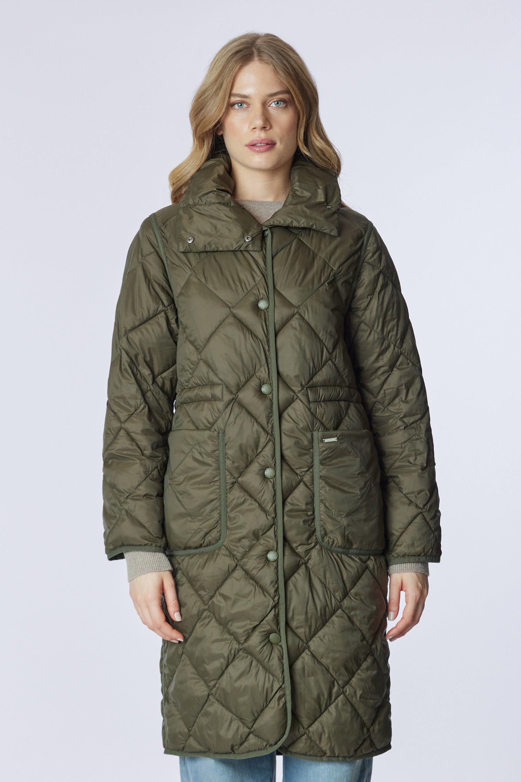 Piumino lungo trapuntato in nylon