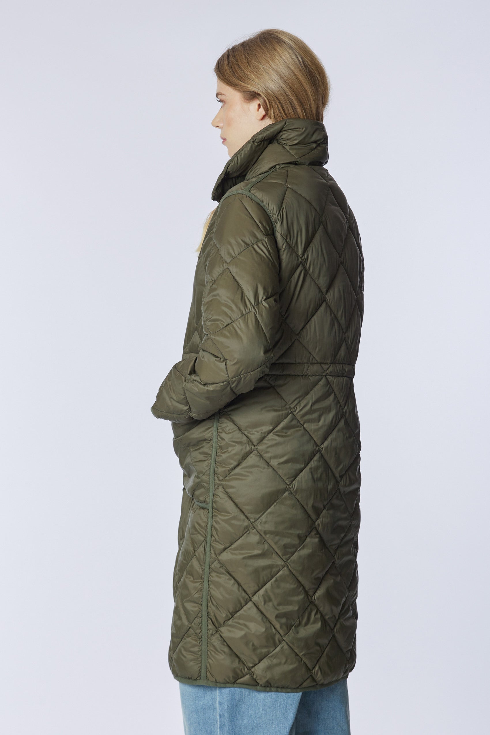 Piumino lungo trapuntato in nylon