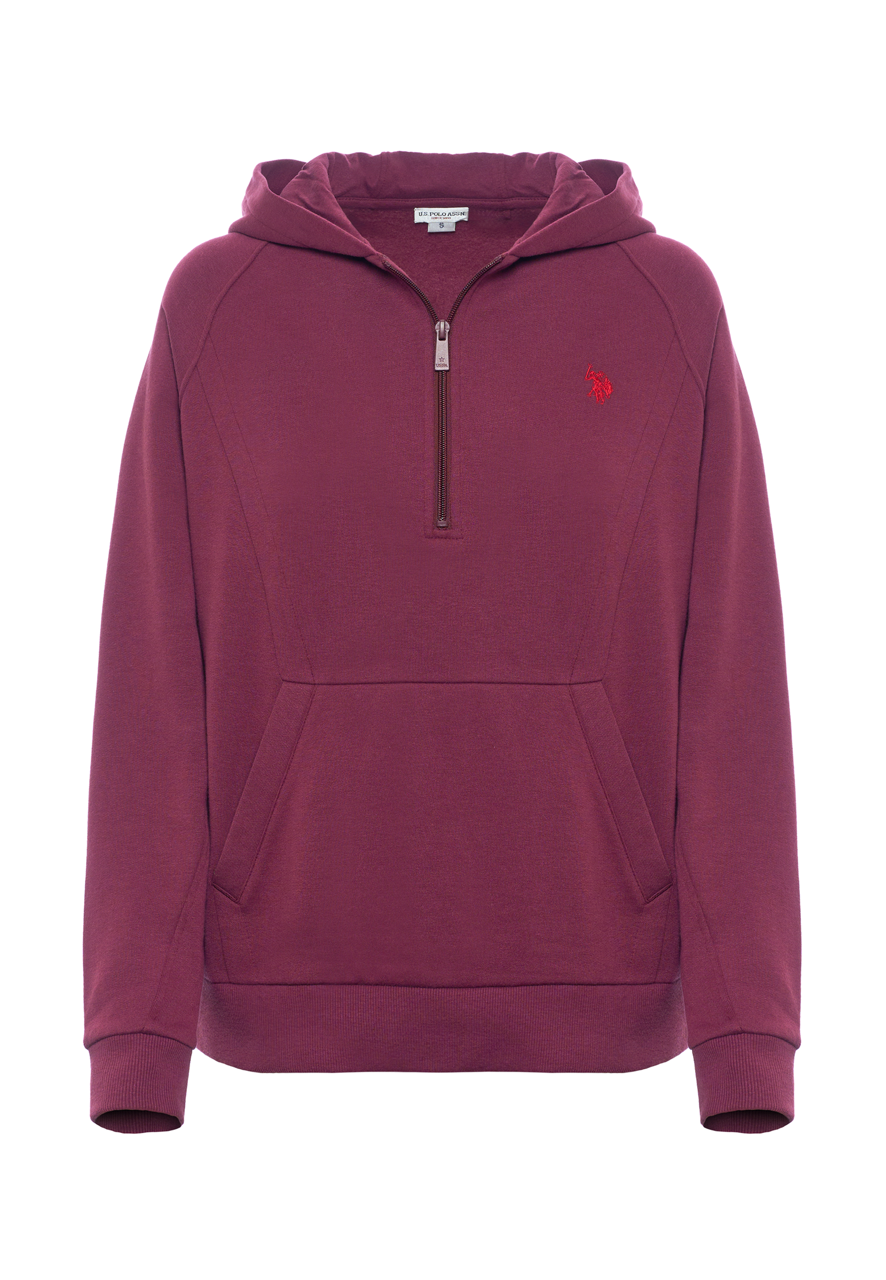 Felpa con cappuccio e zip un quarto