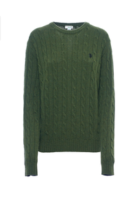Maglia girocollo misto lana a treccia