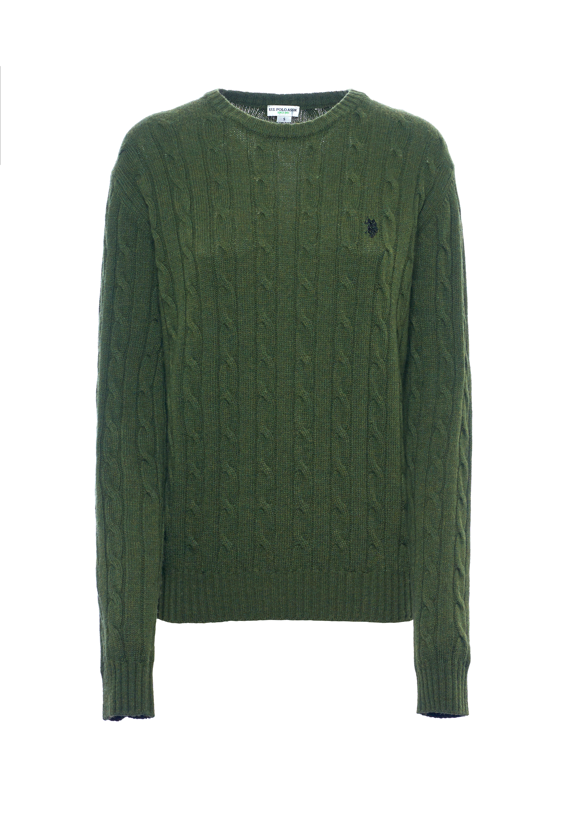Maglia girocollo misto lana a treccia