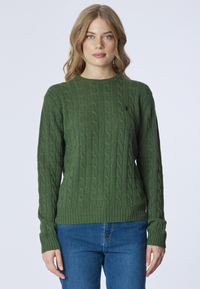 Maglia girocollo misto lana a treccia