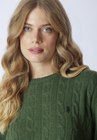 Maglia girocollo misto lana a treccia