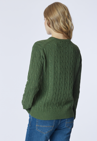 Maglia girocollo misto lana a treccia